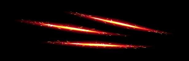 Fire lines with light sparks, cracker trail effect vector