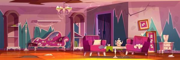Abandoned living room interior in princess style vector