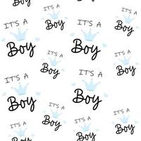 Newborn baby boy pattern for print. Baby shower and gender reveal party. vector