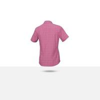 Pink mock-up plaid shirt isolated on white background with clipping path photo