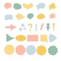 Set of speak bubble text, chatting box, message box outline cartoon vector illustration design in pastel colors