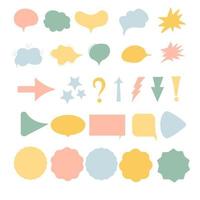 Set of speak bubble text, chatting box, message box outline cartoon vector illustration design in pastel colors