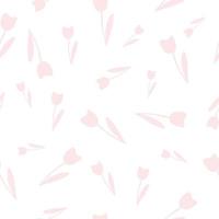 Seamless pattern of hand drawn pink tulips in doodle style. Romantic print for fabric, paper, t-shirt vector