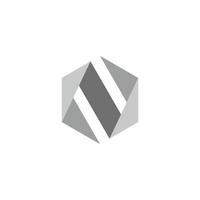 letter n hexagonal geometric gradient shadow origami design logo vector