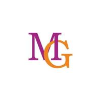 Letras mg vinculadas superpuestas vector logo colorido