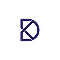 letter dk simple linked line logo vector