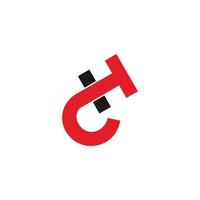 letter c t h simple linked design symbol logo vector