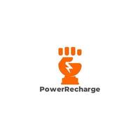 symbol logo vector of hand fist strong power clear flat design