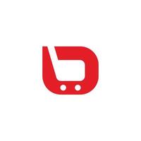 simple red shopping trolly symbol logo vector