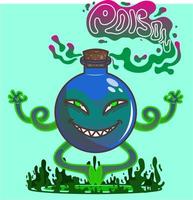 unique cute cartoon character deadly poison bottle vector