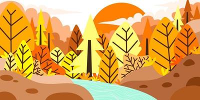 cartoon vector flat background autumn