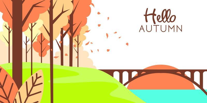 cartoon vector flat background autumn
