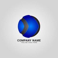 abstract 3d blue gradient circle with direct arrow vector logo design for technology or business finance