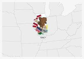 Mapa del estado de Illinois resaltado en los colores de la bandera de Illinois vector