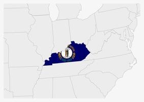 mapa del estado de kentucky resaltado en los colores de la bandera de kentucky vector