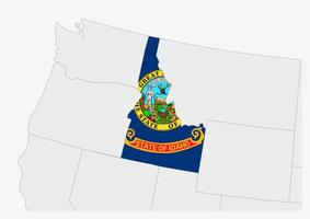 US state Idaho map highlighted in Idaho flag colors vector