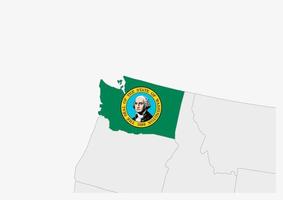 US state Washington map highlighted in Washington flag colors vector