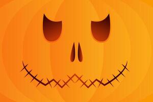 Skeleton Face Halloween Pumpkin, Orange pumpkins with smiles for your Halloween design. vector