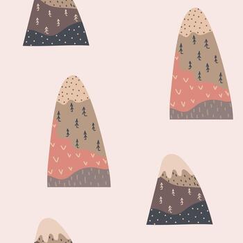 doodle mountains pattern vector