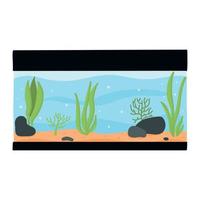 Rectangular aquarium. Aquarium with algae. Vector illustration. Cartoon style.