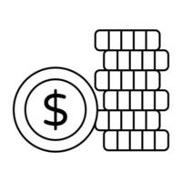 An editable design icon of dollar coins vector