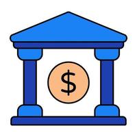 Dollar on building showcasing bank building icon vector