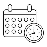 Clock with calendar, flat design icon of timetable vector