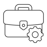 Briefcase with gear, concept of job management vector