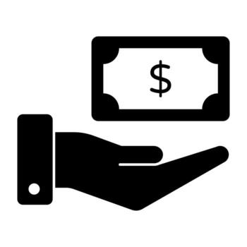 Dollar on hand, icon of giving money vector