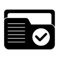 Conceptual flat design icon of verified folder vector