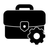 Briefcase with gear, concept of job management vector