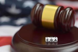 Justice mallet and EQA acronym. Emergency quota act photo