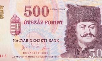 Francis II Rakoczi Portrait on Hungary 500 Forint 1993 Banknotes fragment photo