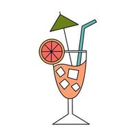 Fruit cocktail with ice. Simple illustration. Summer icon vector