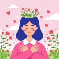 Self Love Mental Health with Female Character vector