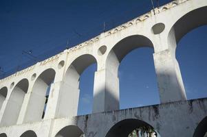 Landmark white arches of Arcos da Lapa in Centro of Rio de Janeiro Brazil. photo