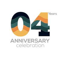 04th Anniversary Logo Design, Number 04 Icon Vector Template.Minimalist Color Palettes