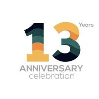 13th Anniversary Logo Design, Number 13 Icon Vector Template.Minimalist Color Palettes