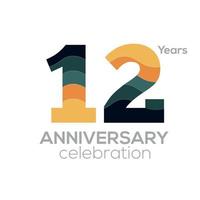 12th Anniversary Logo Design, Number 12 Icon Vector Template.Minimalist Color Palettes