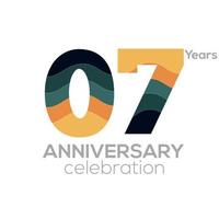 07th Anniversary Logo Design, Number 07 Icon Vector Template.Minimalist Color Palettes