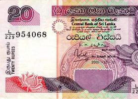 fragmento de billete de 20 rupias de sri lanka es la moneda nacional de sri lanka foto