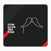 Red and Black Creative presentation Background for moustache. Hipster. movember. male. men Line Icon vector