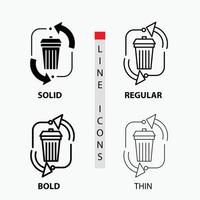 waste. disposal. garbage. management. recycle Icon in Thin. Regular. Bold Line and Glyph Style. Vector illustration