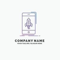 game. gaming. start. mobile. phone Purple Business Logo Template. Place for Tagline vector