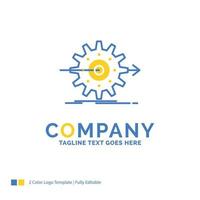 performance. progress. work. setting. gear Blue Yellow Business Logo template. Creative Design Template Place for Tagline. vector