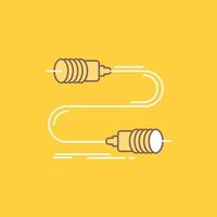 Buzz. communication. interaction. marketing. wire Flat Line Filled Icon. Beautiful Logo button over yellow background for UI and UX. website or mobile application vector