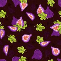 Vector seamless pattern with figs and fig leaves.