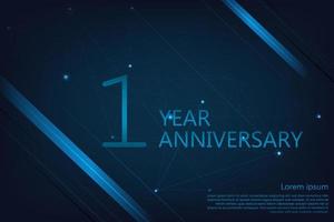 1 Years Anniversary. Geometric Anniversary greeting banner. Poster template for Celebrating 1th anniversary event party. Vector illustration