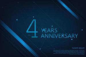 4 Years Anniversary. Geometric Anniversary greeting banner. Poster template for Celebrating 4th anniversary event party. Vector illustration