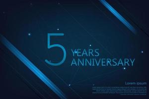 5 Years Anniversary. Geometric Anniversary greeting banner. Poster template for Celebrating 5th anniversary event party. Vector illustration